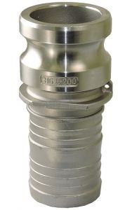 Type E Stainless Steel Male Adapter x Hose Shank with Crimp Collar